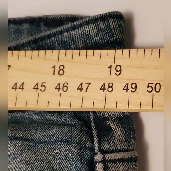 True Luck Jeans Mens 36x32 Blue Designer Moto Denim Worn Look Motorcycle Style - Picture 4 of 10